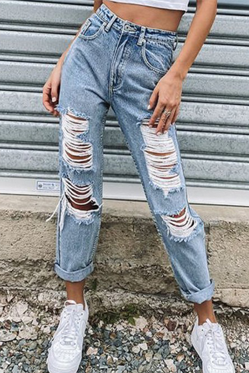 Vintage-inspirierte Jeans mit geradem Bein im Used-Look