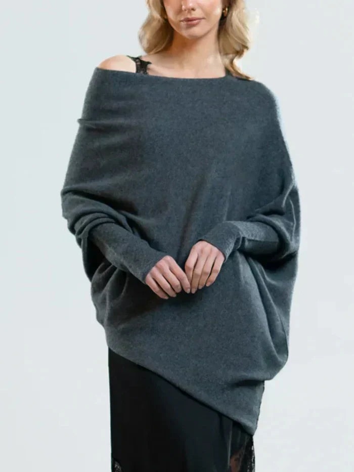 Asira - Asymmetrischer Drapierter Pullover aus Strick