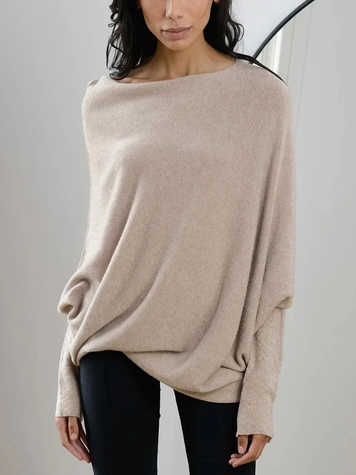 Asira - Asymmetrischer Drapierter Pullover aus Strick