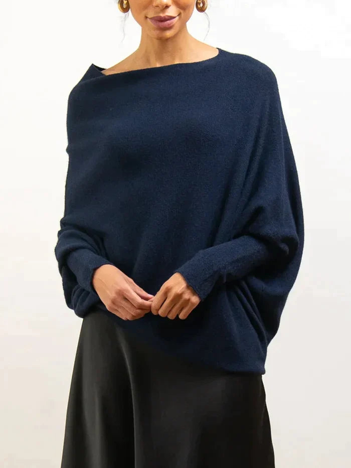 Asira - Asymmetrischer Drapierter Pullover aus Strick