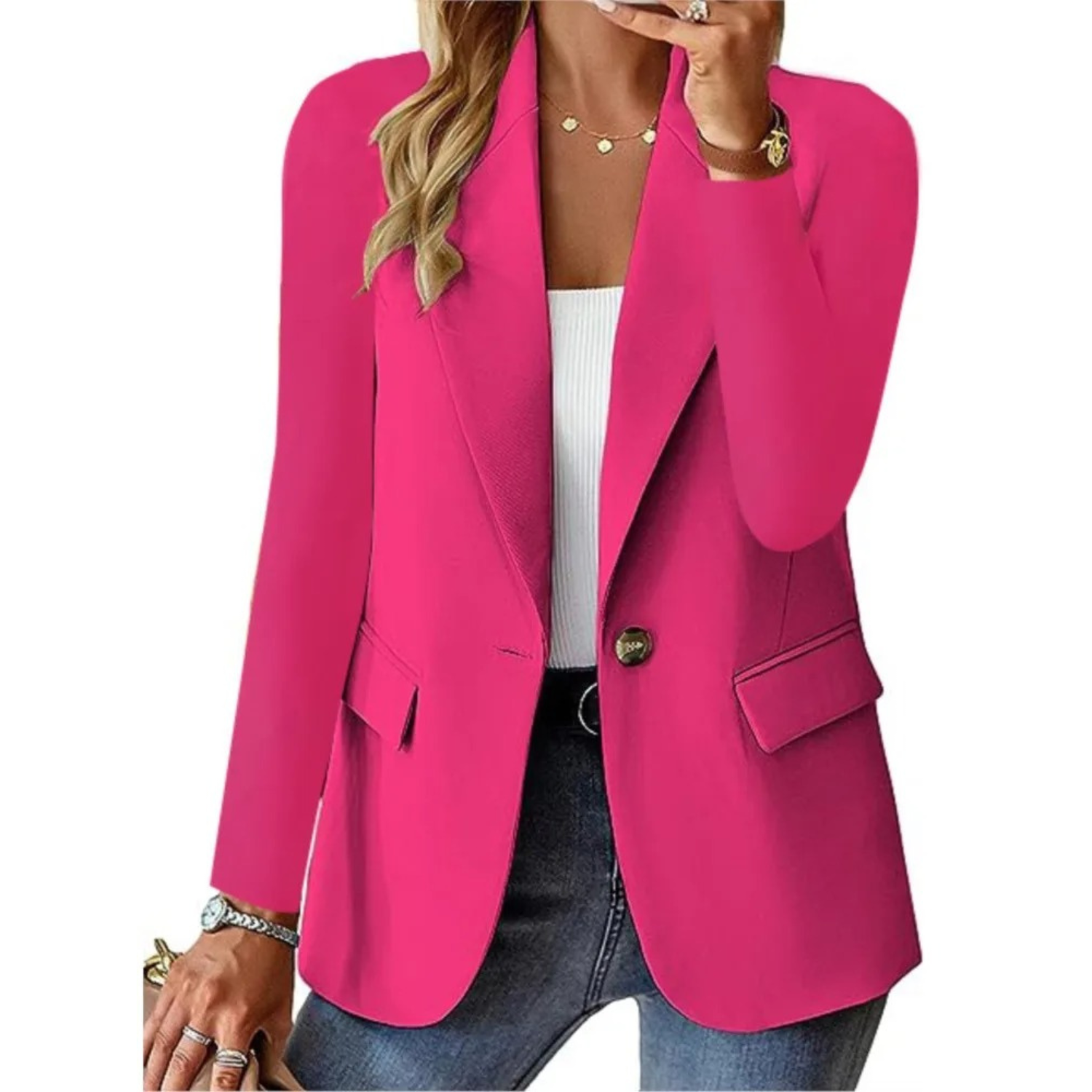 Damen-Blazer mit Knöpfen und praktischen Taschen, vielseitig einsetzbar