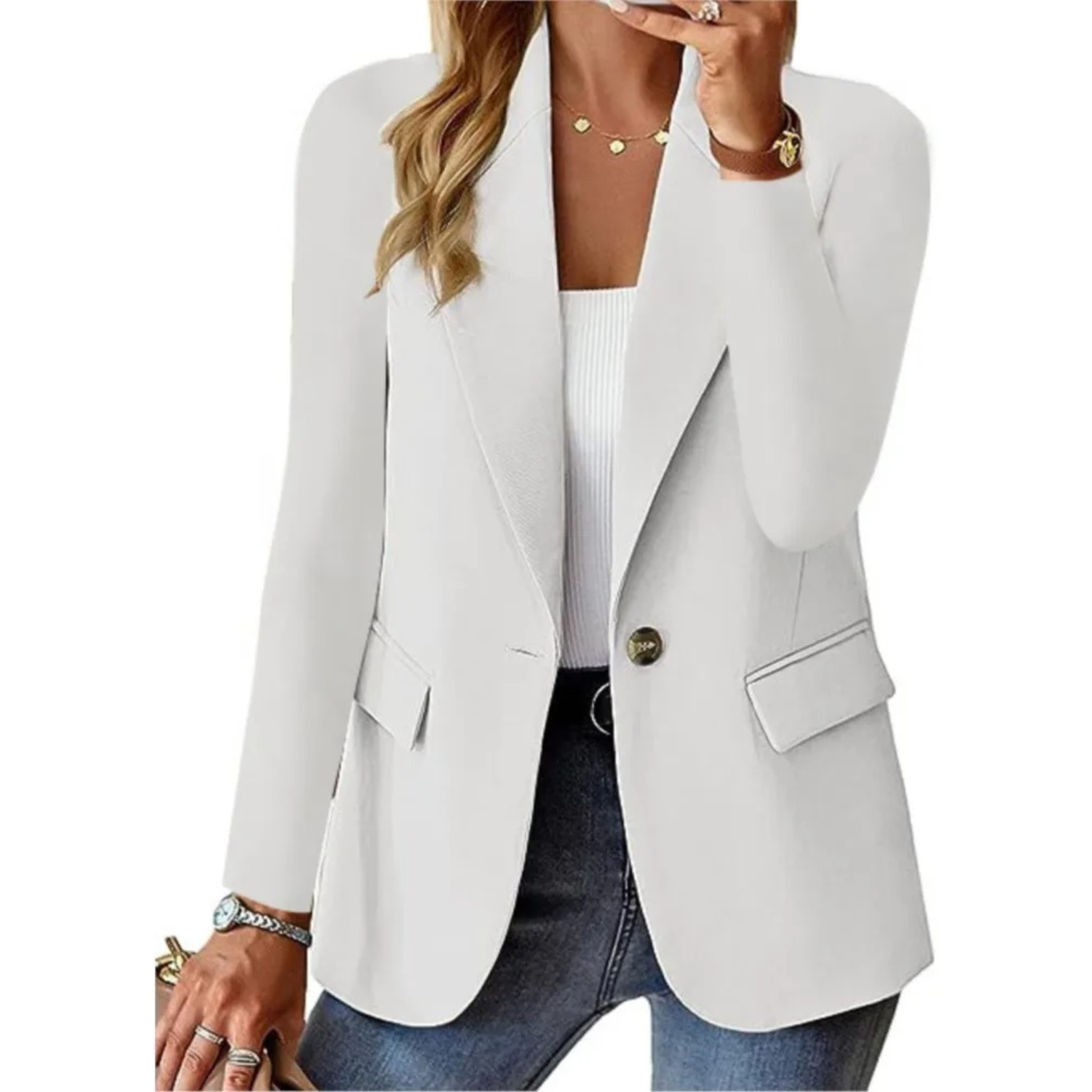 Damen-Blazer mit Knöpfen und praktischen Taschen, vielseitig einsetzbar