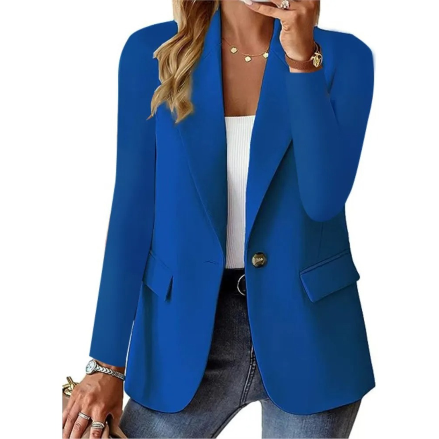 Damen-Blazer mit Knöpfen und praktischen Taschen, vielseitig einsetzbar