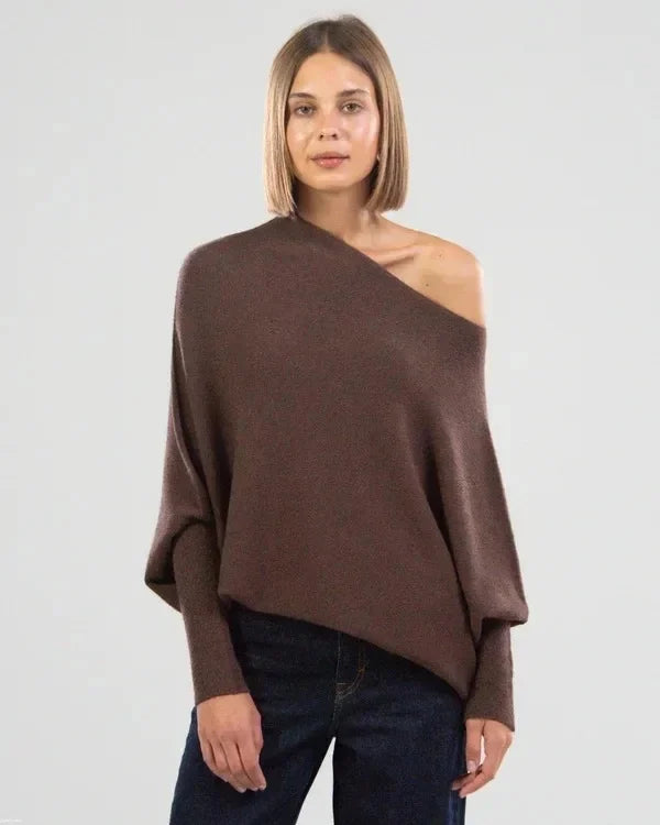Asira - Asymmetrischer Drapierter Pullover aus Strick