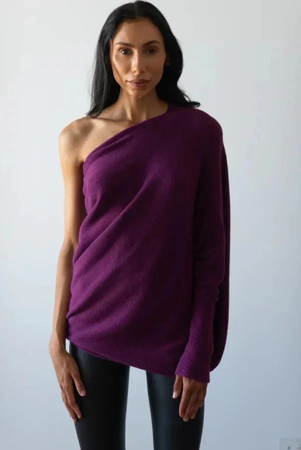 Asira - Asymmetrischer Drapierter Pullover aus Strick